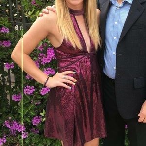 Wine colored Purple Sequin Dress